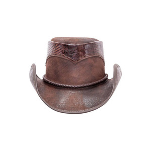 Unisex Brown Leather Cowboy <b>Hat</b> with Braided <b>Band</b> Striped Sublimation Printed Beach Summer Adult 56-58cm - Product Image 5
