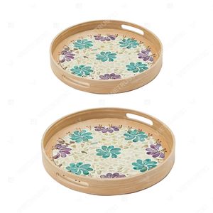 Trendy Decorative Rattan Tray On <b>Coffee</b> <b>Table</b> Capiz Shell Tray Kitchen <b>Display</b> Cutlery Set and Holder - Product Image 2
