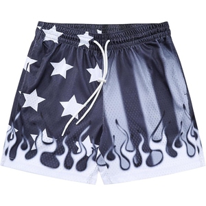 Shorts pour hommes en mesh imprimé flamme, taille élastique, séchage rapide, pour le sport, la course, la gym, les entraînements, le streetwear décontracté - Product Image 6