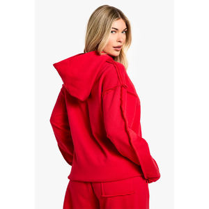 Venta al por mayor de sudaderas con capucha rosas, extragrandes, informales, lisas, 100% algodón, para mujer, sudaderas de invierno para mujer, sudaderas de punto. - Product Image 2