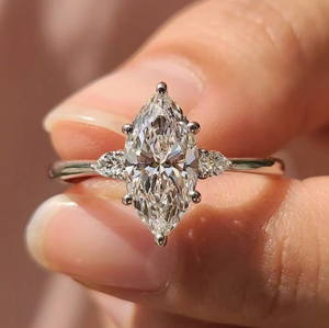 Anillo de Diamante Moissanite, Color D, CVD, 1CT, 2CT, 3CT, IGI, Corte Marquesa, Anillo de Compromiso y Boda, Oro Blanco Sólido de 18K, Joyería para Mujer - Product Image 3