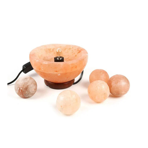 Lámpara de Sal del Himalaya Tallada a Mano, Orgánica, en Forma de Bola, Artesanal, Antigua, con Logotipo Personalizado - Product Image 1