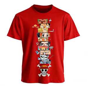 T-shirt à manches courtes pour homme, col rond, imprimé personnages One Piece, coupe sportive régulière, 100% coton, tissu tricoté, séchage rapide - Product Image 3