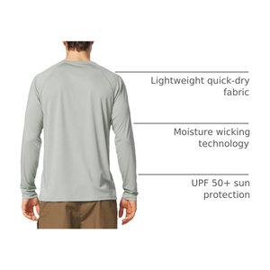 Haut de sport unisexe à manches longues gris clair, séchage rapide, respirant, en polyester écologique, pour adulte, protection UPF50+ - Product Image 5