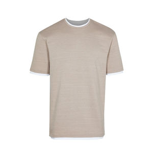 Camiseta de Algodón Personalizada para Hombre, Corte Regular, Cuello Redondo, Manga Corta, Color Sólido, Diseño Informal de Punto Jersey, Ribete en Contraste - Product Image 6