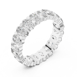 Bague Éternité en Moissanite, Taille Ronde Brillante, Sertissage Pavé, Argent 925 Plaqué Rhodium, Bague de Fiançailles Classique pour Femme - Product Image 3