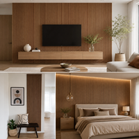 Panneaux Tambour en Bois Massif au Design Classique Moderne, Surface 3D, Utilisation Intérieure/Extérieure, Isolation Phonique, Étanche, pour Entrepôt et Salle à Manger