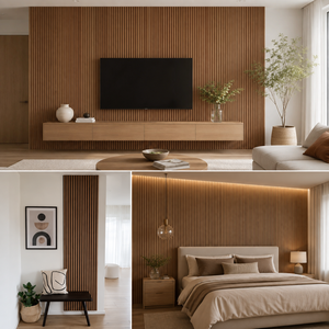 Panneaux Tambour en Bois Massif au Design Classique Moderne, Surface 3D, Utilisation Intérieure et Extérieure, Isolation Phonique, Imperméable, Salle de Bain, Maison - Product Image 3