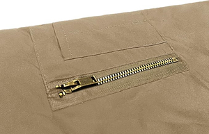 Blouson bomber kaki pour homme, coupe classique, fermeture éclair, vêtement décontracté pour l'automne, coupe-vent, coque en polyester, couleur unie, col rabattable - Product Image 6