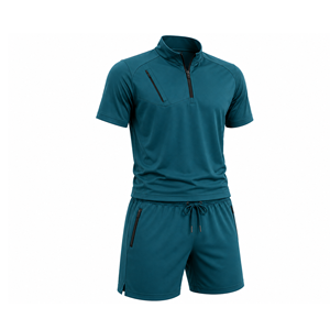 Grace Collection Men's Sporty Streetwear <b>Hooded</b> Quarter-<b>Zip</b> Short Sleeve Top Shorts Set Quick Dry Fleece Winter Solid Color 100% - Product Image 5
