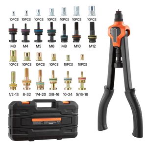 Kit di utensili Rivnut da 17 pollici con 13 mandrini e 130 dadi metrici SAE M3 M4 M5 M6 M8 M10 M12 per bussole e set di attrezzi - Product Image 1