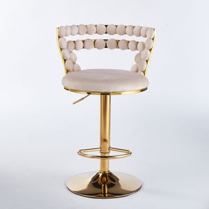 Sgabelli da Bar Moderni (Set di 2) con Gambe in Tubo di Ferro Dorato, Cuscini Morbidi e Schienale Confortevole per Sala da Pranzo - Product Image 6