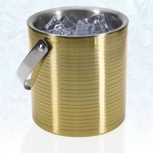 Vintage Wooden <b>Ice</b> Bucket With Gold Trim Rectangle Portable Party <b>Cooler</b> With Tongs Beautiful <b>Ice</b> Bucket At Low Cost - Product Image 6