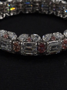 Luxury 10K White <b>Gold</b> IGI Certified Lab Grown Diamond <b>Bangle</b> Bracelet with 72.97 Carats of White and Pink Diamonds - Product Image 4