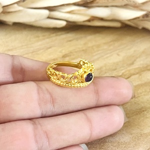 High Demand Boho <b>Crown</b> <b>Ring</b> Boho Brass Amethyst Jewelry for Women 18k Gold Plated Vintage Tiara <b>Ring</b> for Wholesale/OEM/ODM - Product Image 6