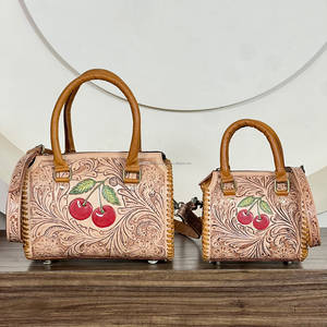 Bolsos de Viaje de Cuero Genuino Hechos a Mano con Diseño de Cerezas, Bolsos Cruzados de Moda Occidental para Mujer, Bolsos de Hombro - Product Image 4