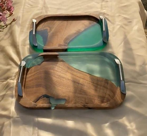 High Demand Product Custom Made 100% Wood And Resin <b>Tray</b> for Dining Room Table Home Decor With Customized Size Shape And Color - Product Image 6