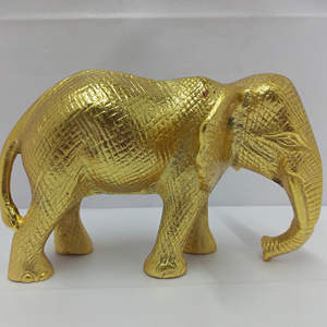 Figurine d'animal élégante en aluminium, sculpture artisanale moderne argentée et dorée, décoration de table écologique à prix avantageux - Product Image 1