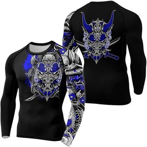 Custom Design Men's Long Sleeve Rashguard BJJ Compression Wear 100% Polyester Premium Quality OEM Service <b>Heat</b>-Transfer Printed - Product Image 1