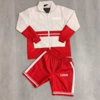 Ensemble de survêtement GIOVANAL pour homme, veste et short rouge et blanc, style sportif, fermeture éclair quart de tour, en satin, tenue de printemps