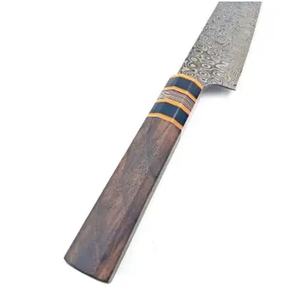 Cuchillo de Chef Personalizado Hecho a Mano Jexmoo con Hoja de Acero de Damasco de 8 Pulgadas, Mango de Madera y Funda de Cuero - Regalo para Chef - Product Image 5
