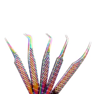 Pince à épiler à pointe en fibre diamantée bon marché pince à épiler à extension de cils individuelle avec emballage - Product Image 3
