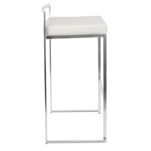 เก้าอี้บาร์แบบซ้อนได้รุ่นฟูจิร่วมสมัยจากฟูจิชุดหนังเทียมสีขาว 2 ตัว - Product Image 3