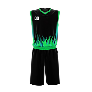 Maillot de basketball personnalisé sublimé unisexe sans manches col en V imprimé flamme noire anti-humidité polyester/coton 420g uniforme - Product Image 3
