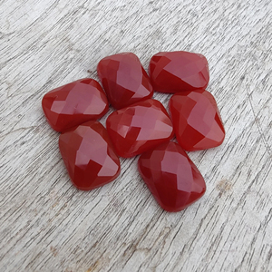 Natural Red Onyx Checker Cut Rectangle <b>Cushion</b> AAA+ Gemstone, Flat Back Calibrated Loose Stone All Sizes Available - Product Image 3