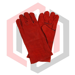 Gants de sécurité pour soudeurs en cuir rouge renforcé, résistants à la chaleur, ignifuges, anti-vibrations, avec manchette de sécurité, résistants aux déchirures, 14 pouces - Product Image 1