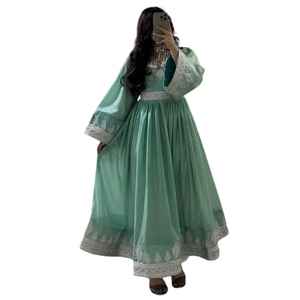 Vestido Afgano Kuchi Moderno y de Moda, Hecho a Mano, con Encaje Vintage, Volantes y Bordados, con Dupatta, Conjunto de Vestidos Tradicionales Pakistaníes para Bodas - Product Image 1