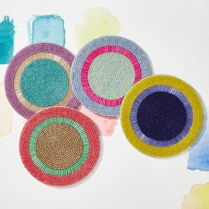 New Collection HANDMADE Beautiful Glass <b>Beaded</b> Round Table <b>Coasters</b> Made With Love And Care - Product Image 2