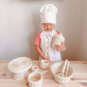 Juguetes de cocina de rol imaginarios para niños de jardín de infantes, juego de cocina de ratán de la mejor calidad para pequeños chefs. - Product Image 6