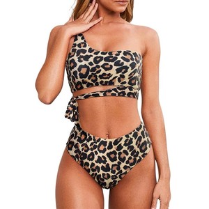 Stylish <b>Women</b> Swimming <b>Suit</b> Ribbed Texture Scoop Neck Elastic Fit Summer Beach Resort Pool <b>Leisure</b> Water Wear - Product Image 3
