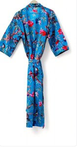 Peignoir 100% Coton à Col Kimono avec Imprimé Réactif, Motif Personnalisable, Ceinture à Nouer et Design Enveloppant - Product Image 3