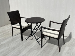 Modern Luxury High Quality 1 Folding <b>Table</b> and 2 Chairs Wicker Set for Garden Furniture <b>Balcony</b> Patio Contemporary Design - Product Image 5
