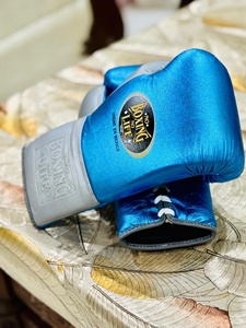 Gants de boxe bleus et gris de haute qualité en gros, sans boxe il n'y a pas de vie, équipement d'entraînement de MMA et de kickboxing, équipement de combat de boxe personnalisé - Product Image 6
