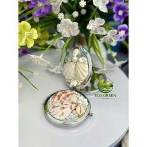 Fashion Heart <b>Compact</b> <b>Mirror</b> Handmade Seashell Decoration Makeup <b>Mirror</b> Travel Gift for Girls and Women - Product Image 3