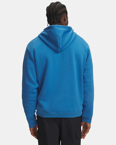 Sweat-shirt à capuche zippé coupe droite 100 % coton épais respirant bleu uni avec poches pour homme – Collection Automne - Product Image 5