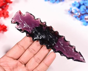 ดาบหินออบซิเดียนสีน้ำตาล ของตกแต่งบ้าน คริสตัลประดับตกแต่ง มีดหินแกะสลักทำมือ ของขวัญเสริมฮวงจุ้ย พลังงานมงคล ของสะสมสำหรับตั้งโชว์ - Product Image 1