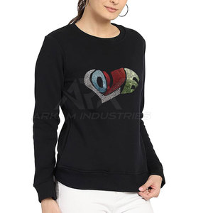 Prix de gros, sweat-shirt en strass pour femmes fabriqué au Pakistan, sweat-shirt léger en strass pour femmes - Product Image 2