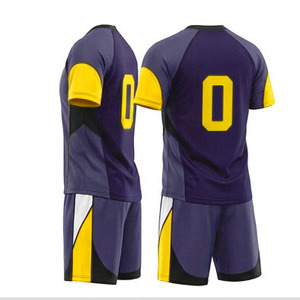 Maillot de football pour homme, violet et jaune, col en V, séchage rapide, évacuation de l'humidité, uniformes de football sublimés avec logo personnalisé - Product Image 2