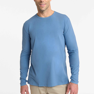 T-shirt à manches longues OEM pour hommes, grande taille, coupe classique, couleur unie, coton, col rond, manches longues, t-shirts de sport pour l'été - Product Image 5