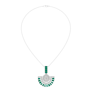 Joyería de piedras preciosas delicadas de oro blanco de Plata de Ley 925-collar con colgante de Esmeralda Baguette Natural colgantes finos dijes para - Product Image 1