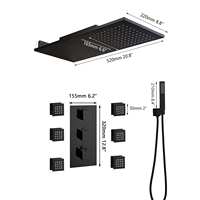 Ensemble de douche mural thermostatique encastré chromé, mitigeur de douche en laiton avec jets pluie et jets de massage SPA, vente en gros ODM