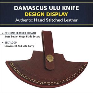 Cuchillo Ulu de Acero de Damasco con Mango de Madera de Olivo y Resina Turquesa, Cuchillo de Cocina Ulu de Alaska para Picar Hierbas, Directo de Fábrica, OEM, ODM - Product Image 6