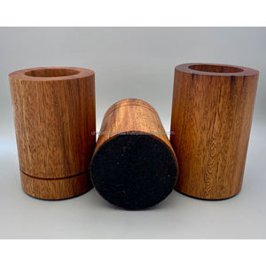 Organizador de escritorio de madera con doble compartimento Soporte de papelería hecho a mano para oficina y hogar - Product Image 3