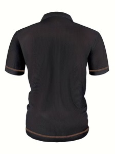 เสื้อเชิ้ตแขนสั้นสไตล์ธุรกิจสำหรับผู้ชาย ขายส่ง รับสั่งทำโลโก้ด้านหน้า ลายเรียบ ผ้าโพลีเอสเตอร์ ระบายอากาศ แห้งเร็ว ผ้าถัก - Product Image 4