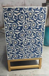 Mesa de Cajones con Incrustaciones de Hueso de ILAHI, Diseño Moderno con Detalles de Ágata, Almacenamiento de Tres Niveles, Mueble Portátil para el Hogar - Product Image 2