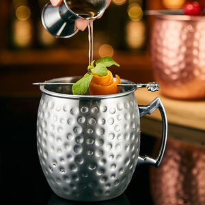 Taza Moscow Mule de Acero Inoxidable Martillado, Vaso de Cerveza de Metal Plateado, Vaso Aislado para Cócteles, Regalo para Bar o Fiesta - Product Image 1
